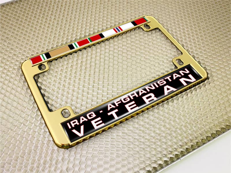 Iraq - Afghanistan Veteran - Motorcycle Metal License Plate Frame